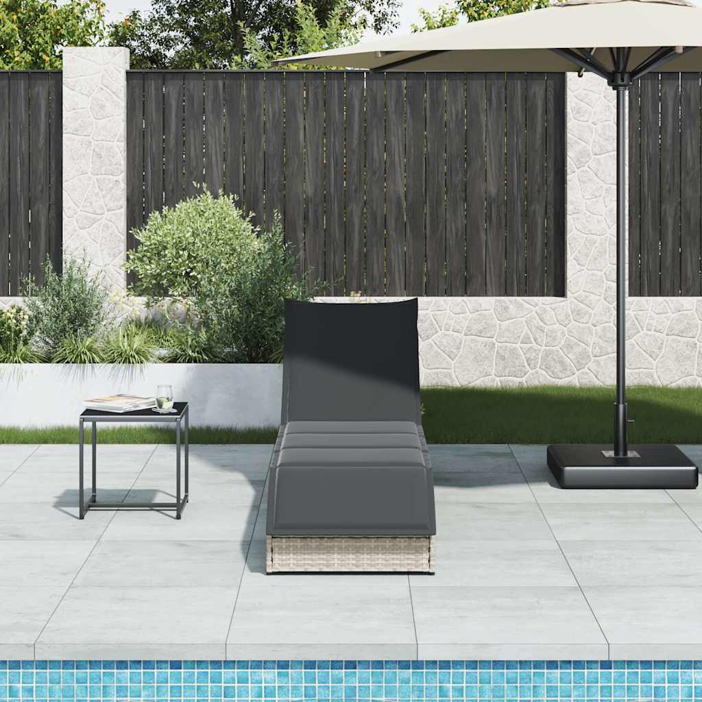 Klappliege mit Auflage und Stauraum Schwarz Poly-Rattan