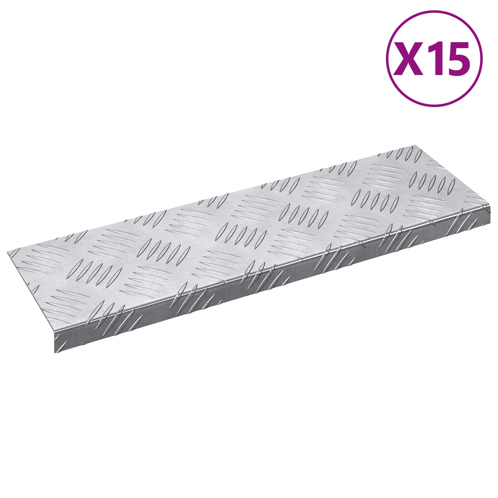 Treppe Tritt Halbmond 5 pcs Silber 60 x 18 x 2,5 cm Aluminium