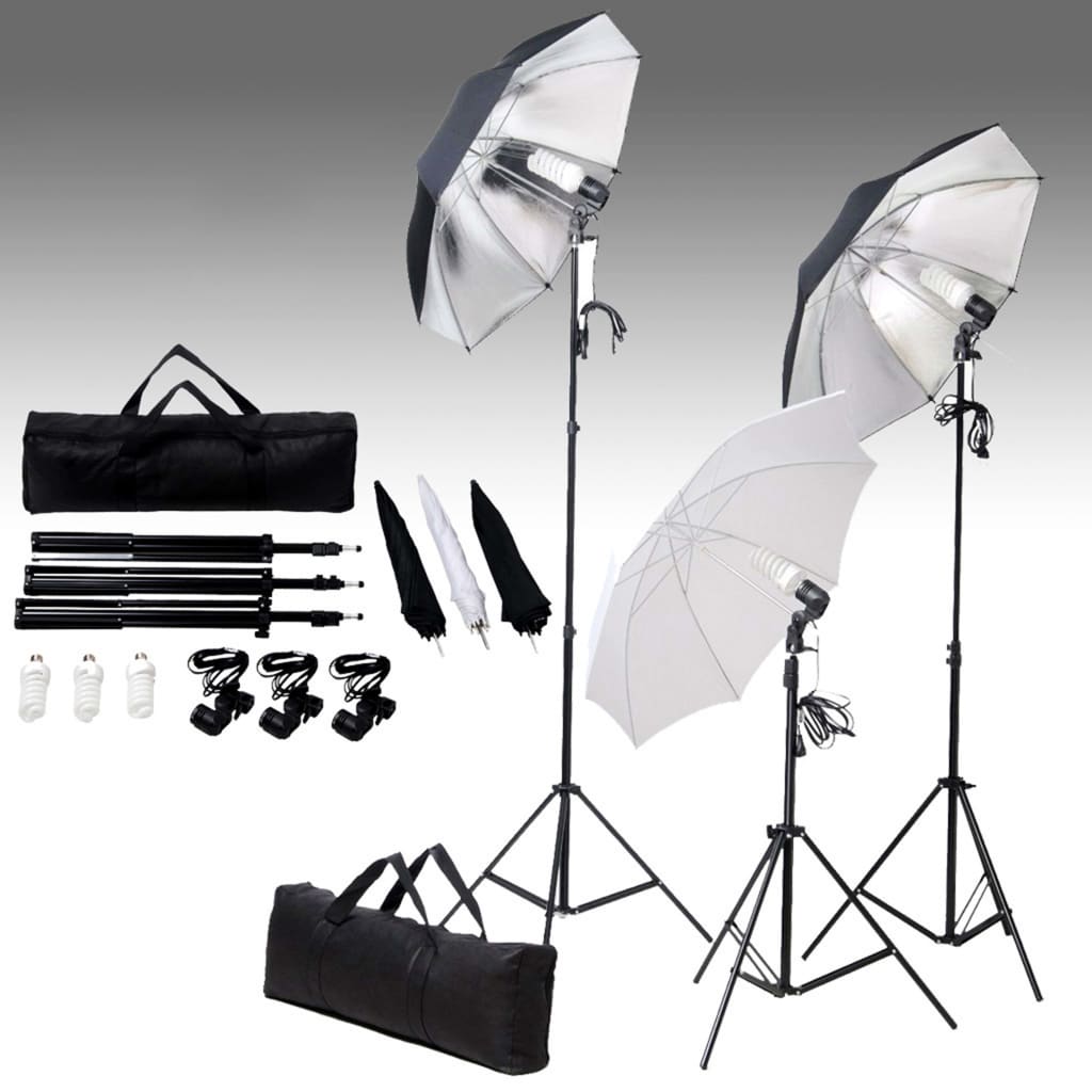 Fotostudio-Set mit Lampen-Set und Hintergrund
