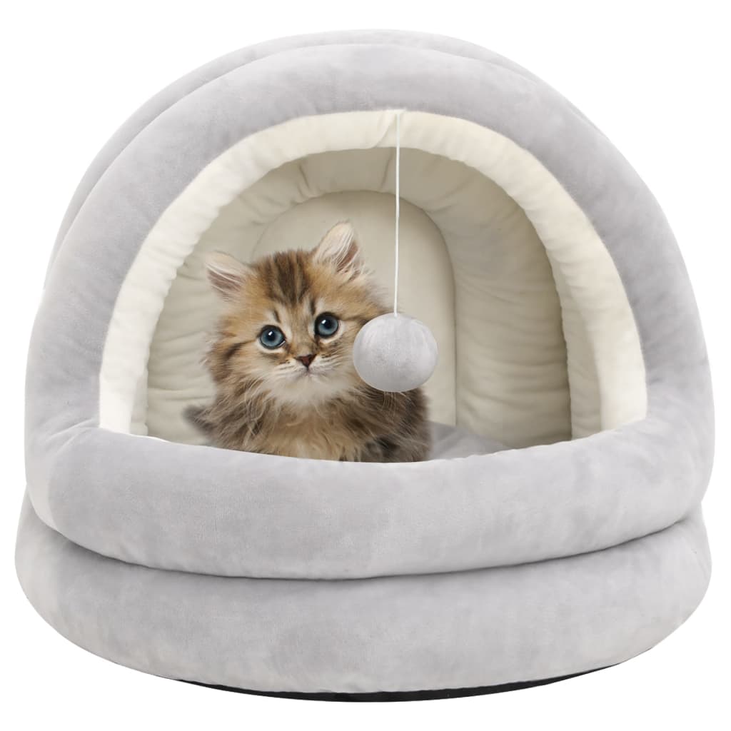 Katzenbett 50x50x45 cm Grau und Creme