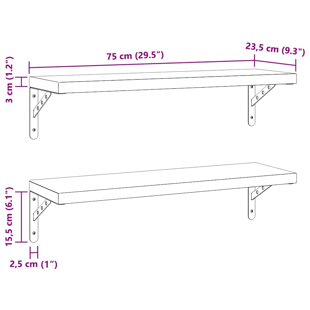 Wandregale 2 Stk. 100x40 cm Silbern Edelstahl