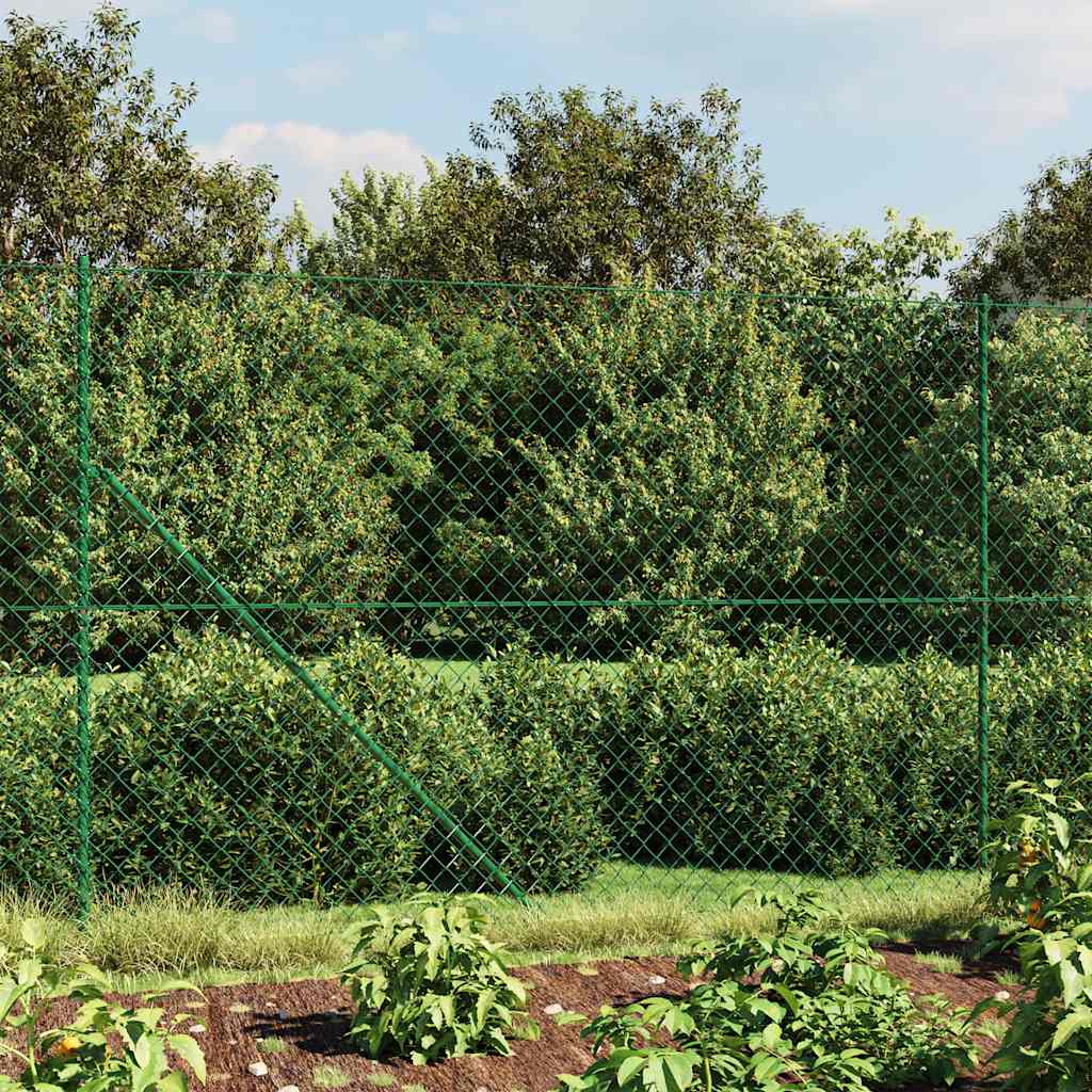 Maschendrahtzaun mit Bodenflansch Grün 0,8x10 m