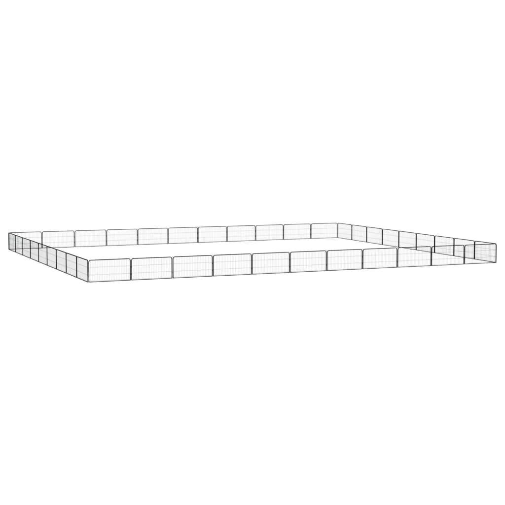 4-tlg. Hundelaufstall Schwarz 100x50cm Stahl Pulverbeschichtung