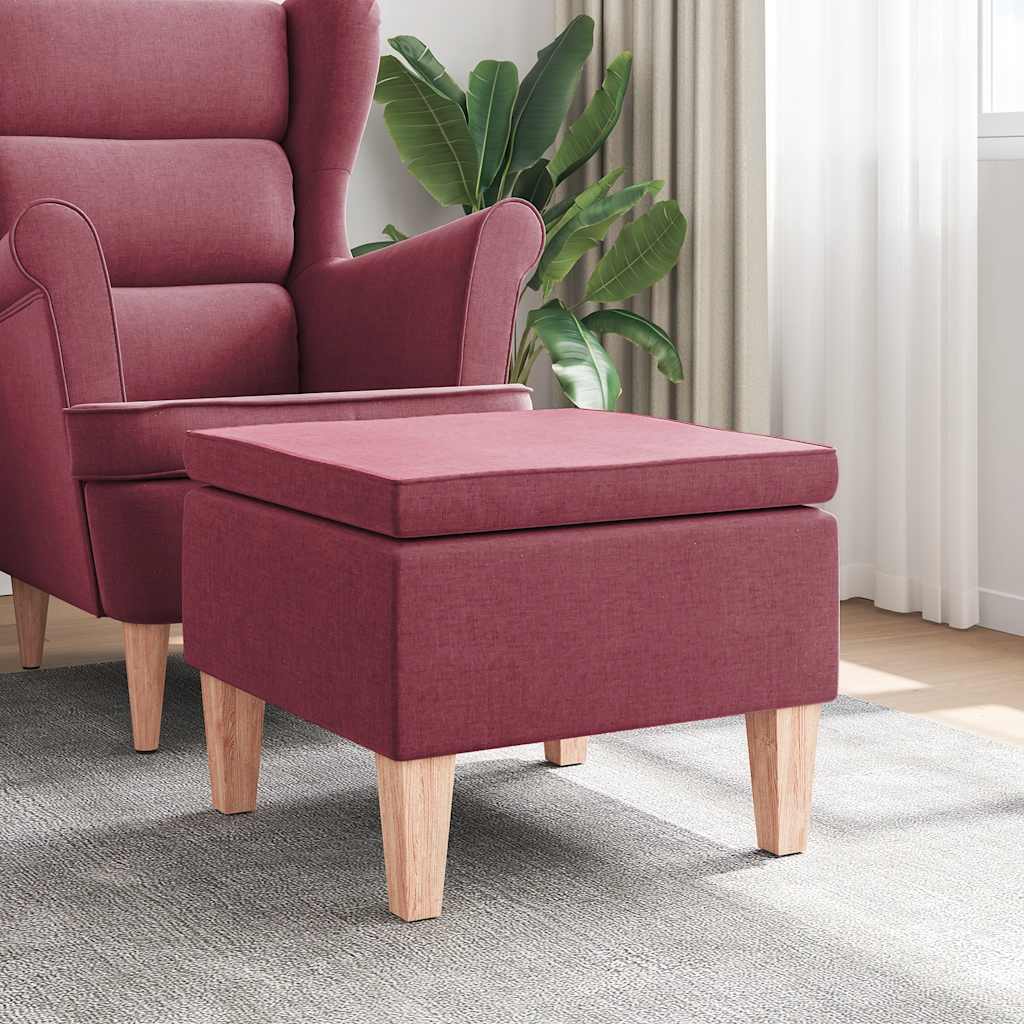 Hocker mit Holzbeinen Weinrot Stoff
