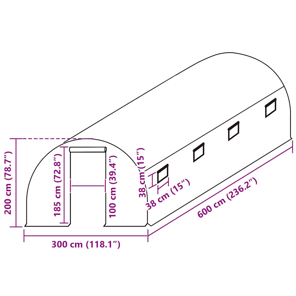 Ersatzabdeckung für Gewächshaus (4,5 m²) 300x150x200 cm Grün