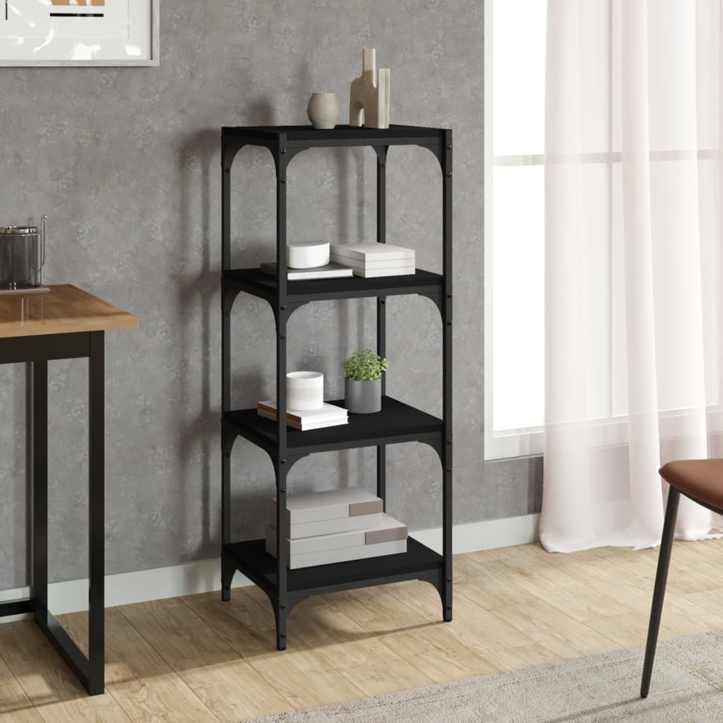 Bücherregal Schwarz 40x33x70,5 cm Holzwerkstoff und Stahl