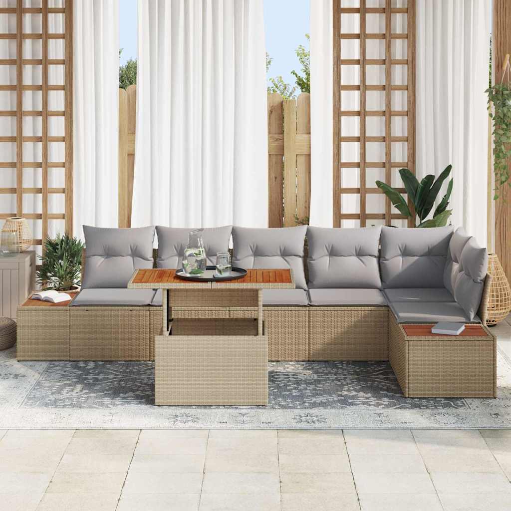 Garten Essgruppe mit Kissen 7 pcs Schwarz und Beige
