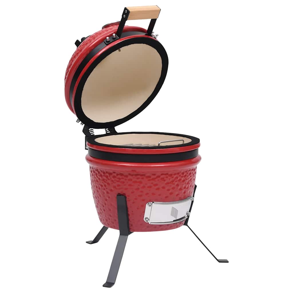 2-in-1 Kamado-Grill Smoker Keramik 56 cm Schwarz