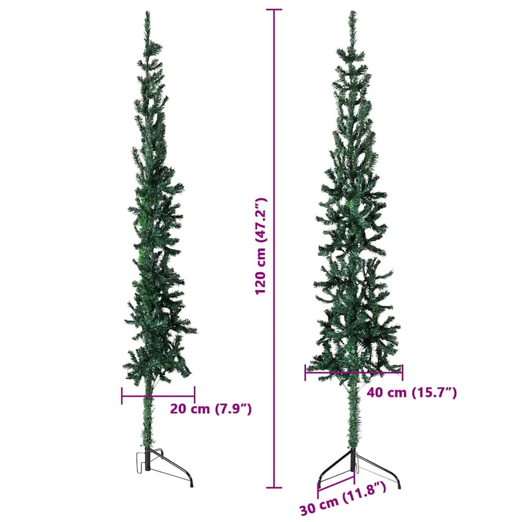 Künstlicher Halb-Weihnachtsbaum mit Ständer Schlank Weiß 180 cm