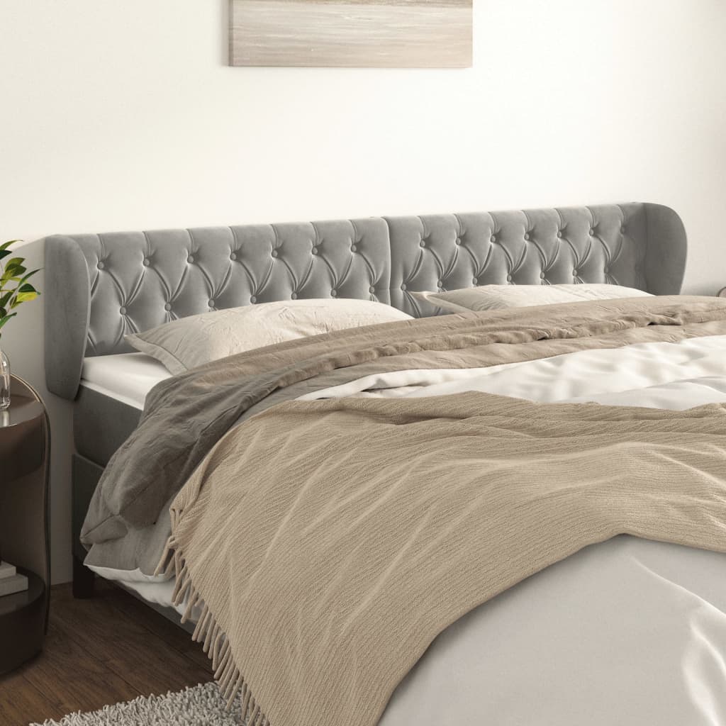 Kopfteil mit Ohren Dunkelblau 93x23x78/88 cm Samt