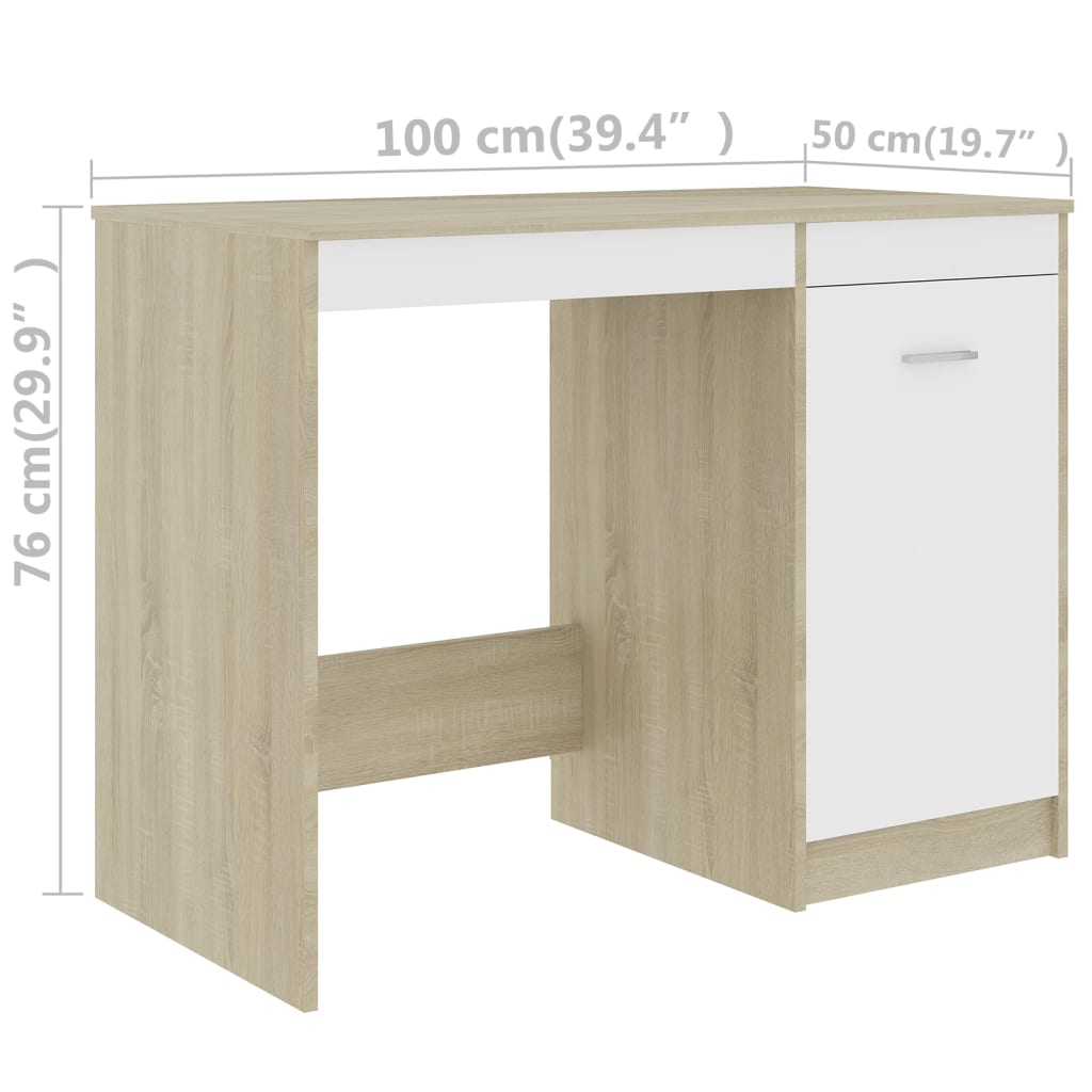 Schreibtisch Weiß 100×50×76 cm Holzwerkstoff