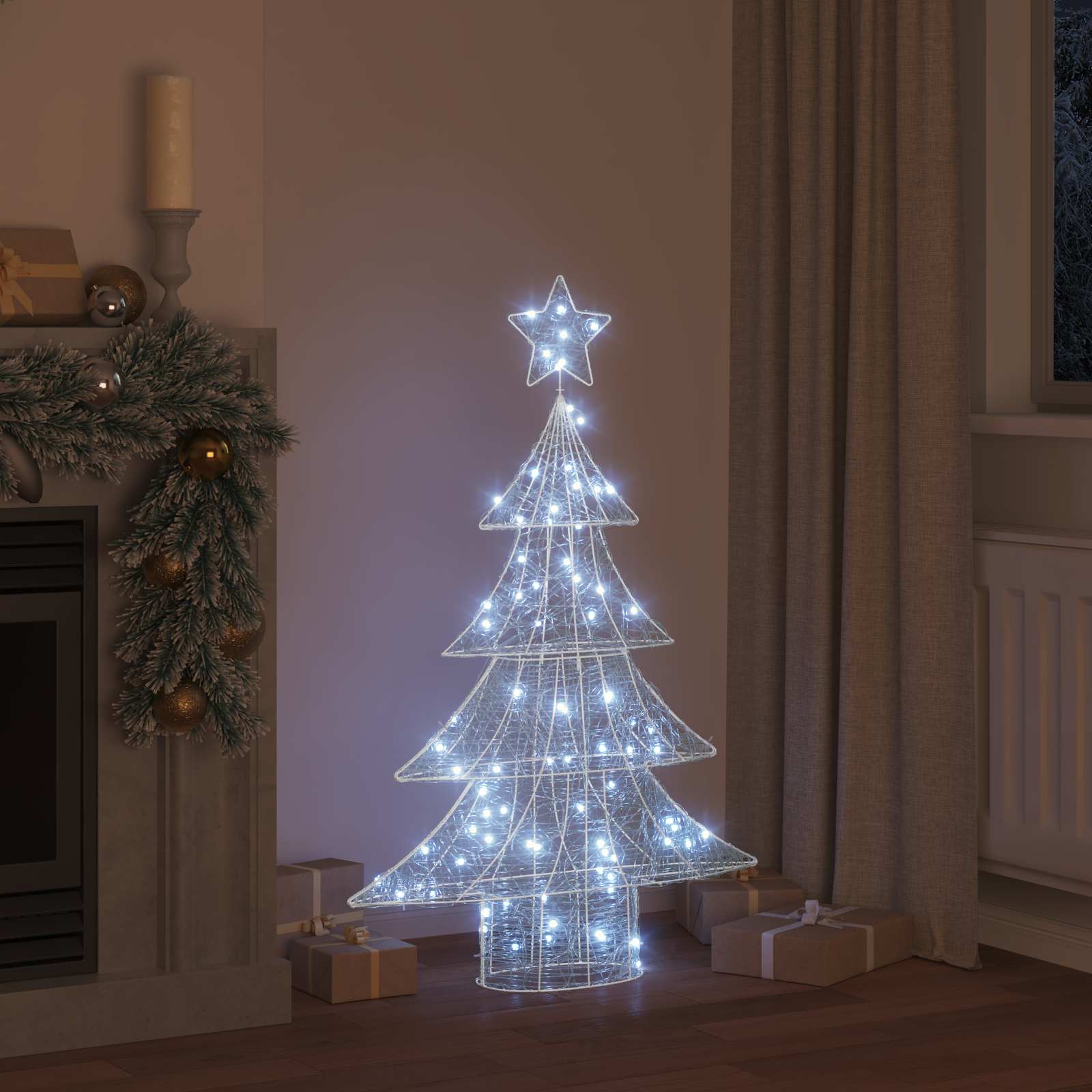 Weihnachtsbaum mit 100 LEDs Warmweiß 120 cm Acryl