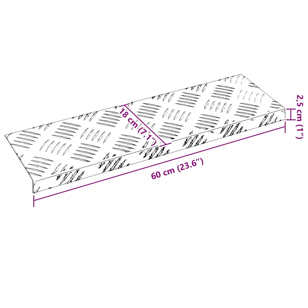 Treppe Tritt Halbmond 5 pcs Silber 60 x 18 x 2,5 cm Aluminium