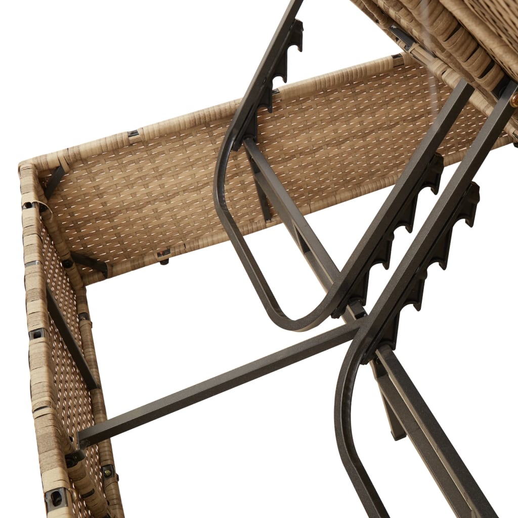 Doppel-Sonnenliege mit Kissen&Sonnenschirm Schwarz Poly Rattan