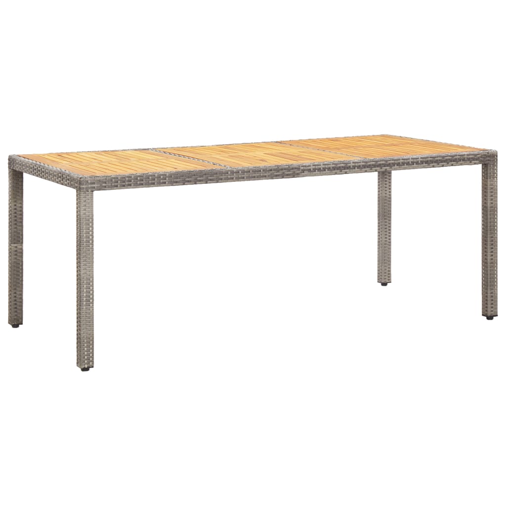 Gartentisch 190x90x75 cm Akazienholz und Poly Rattan Schwarz