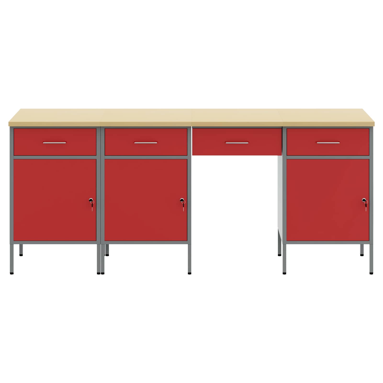 Werkbank mit Schubladen 2 pcs Rot und Grau 100 x 55 x 85 cm