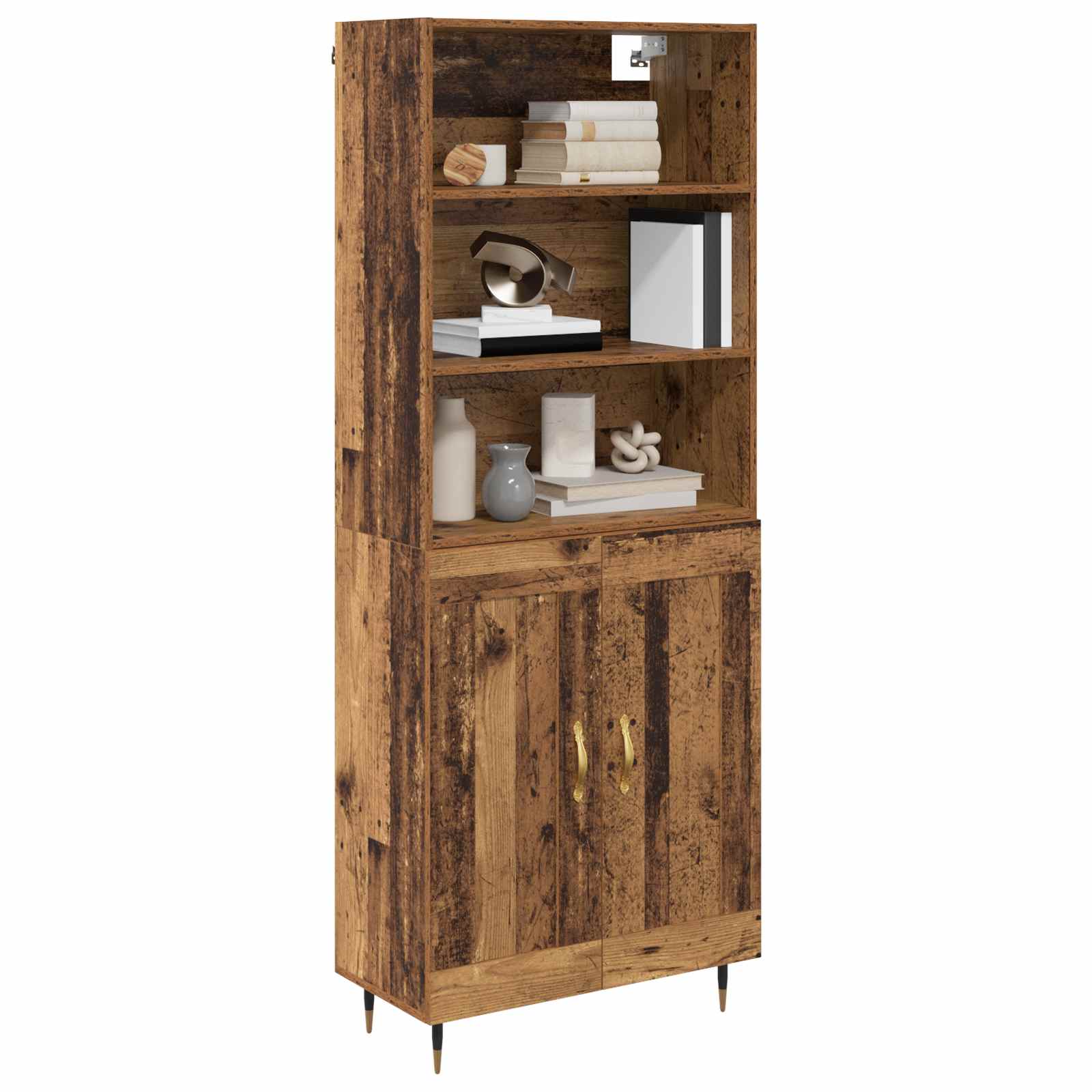 Highboard Betongrau 69,5x34x180 cm Holzwerkstoff