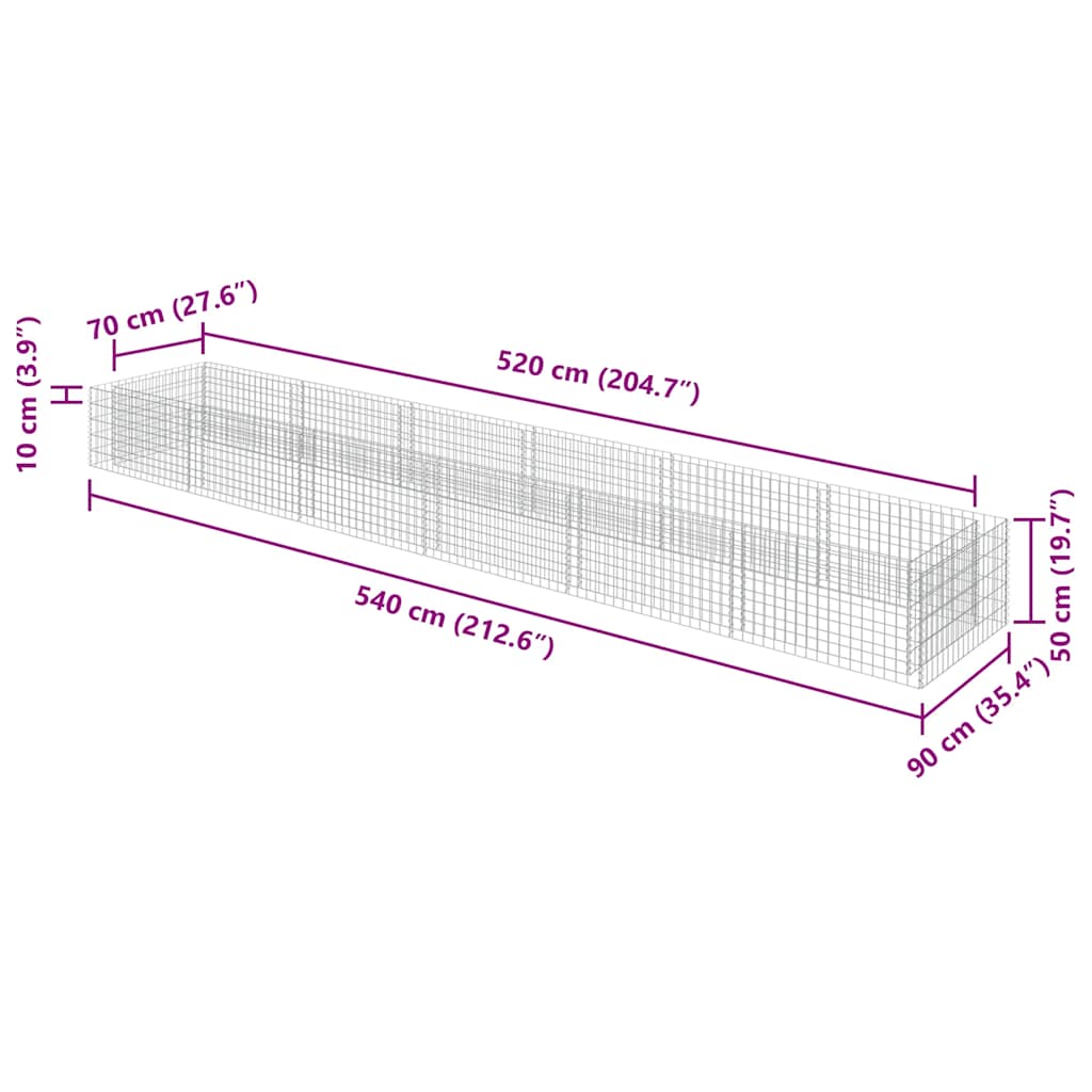 Gabionen-Hochbeet Verzinkter Stahl 450×90×100 cm