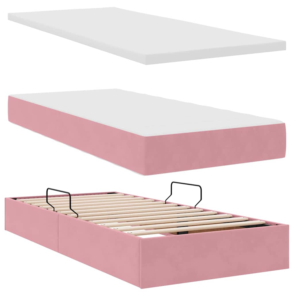 Aufbewahrungsbett mit Matratze Hellgrau 90 x 200 cm