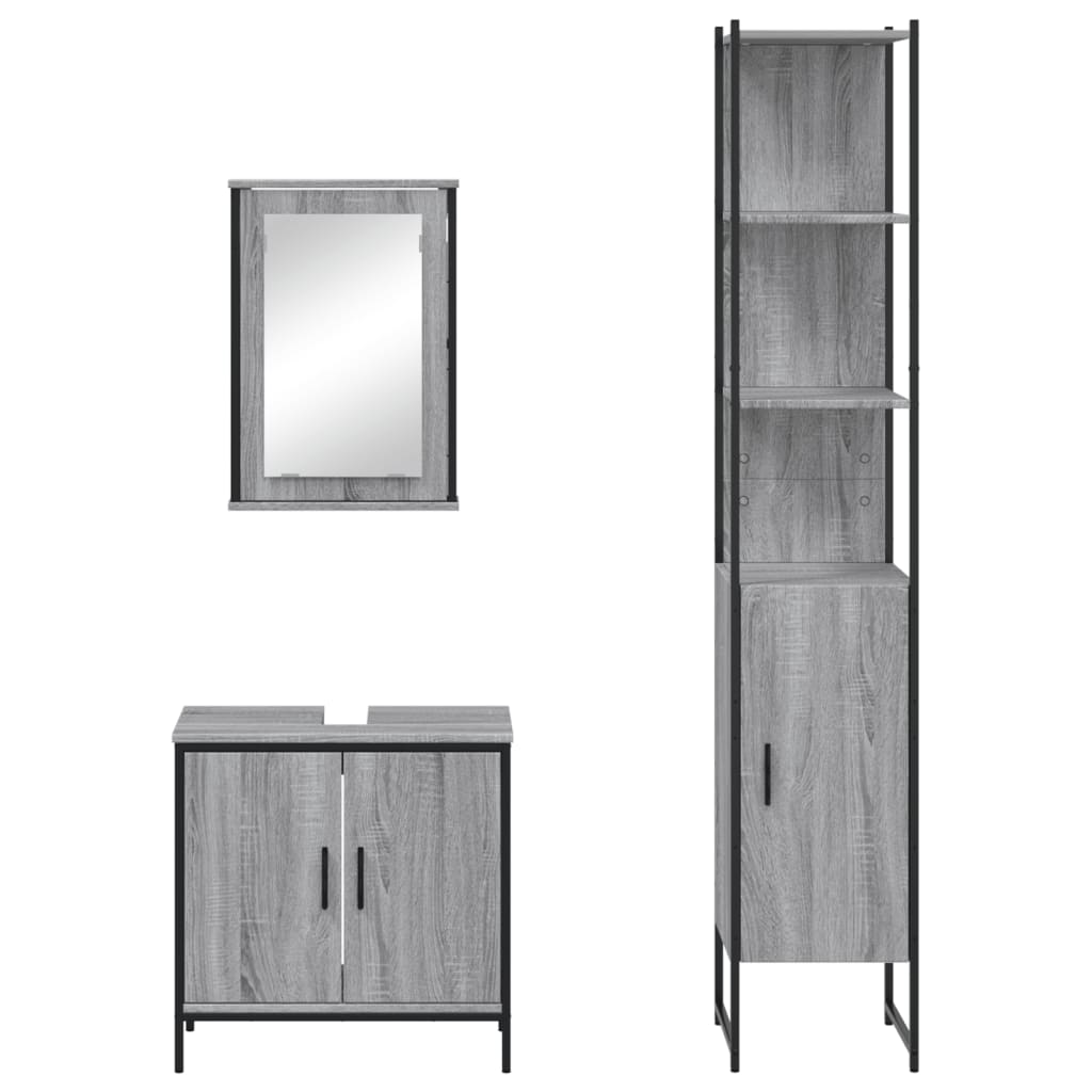 3-tlg. Badmöbel-Set Räuchereiche Holzwerkstoff