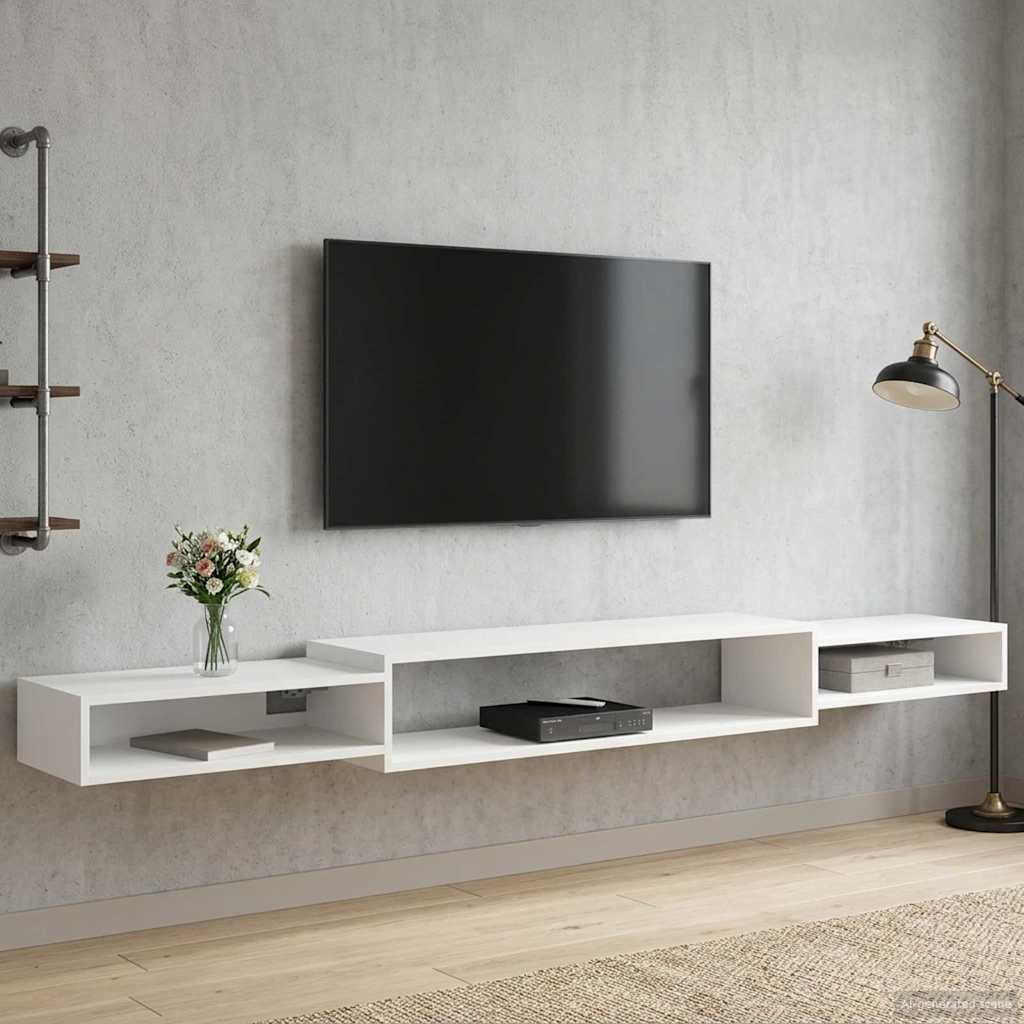 Wandmontierter TV-Schrank Wandhalterung Weiß 140 x 28 x 21 cm