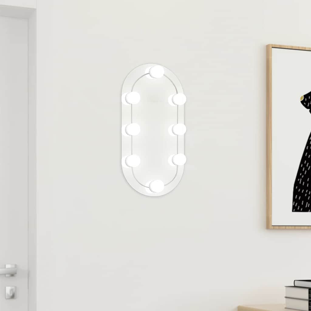 Spiegel mit LED-Leuchten 60x30 cm Glas Oval