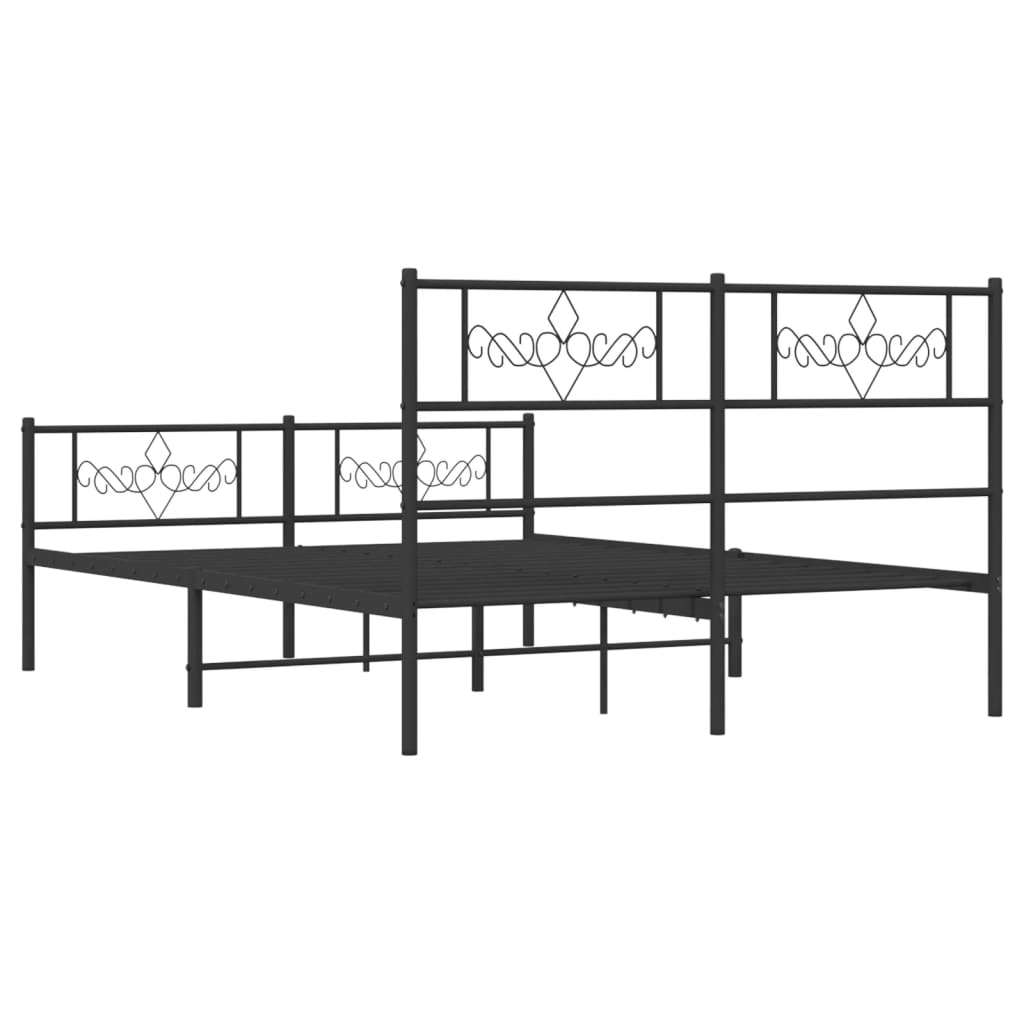 Bettgestell mit Kopfteil Metall Schwarz 100x190 cm