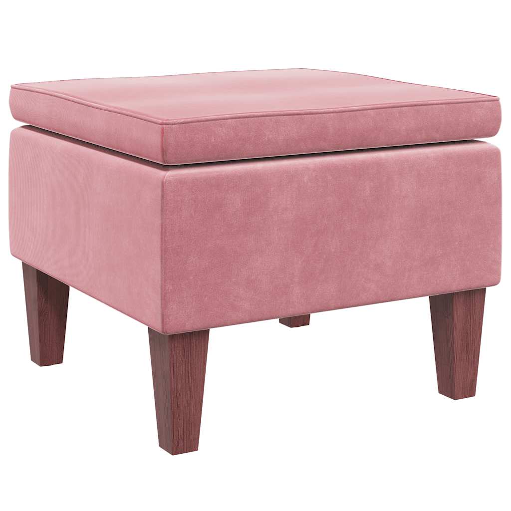 Hocker mit Holzbeinen Dunkelgrau Samt