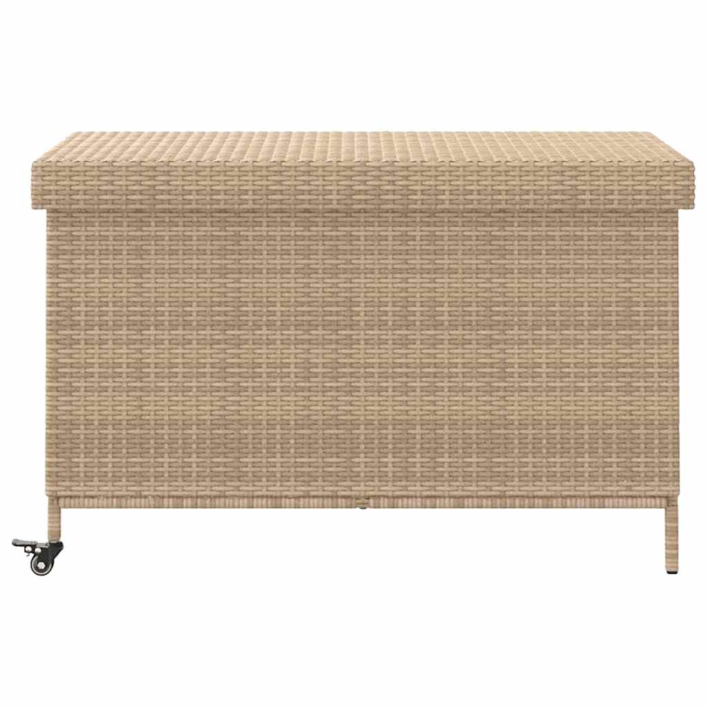 Gartentruhe mit Rollen Schwarz 110x55x73 cm Poly Rattan