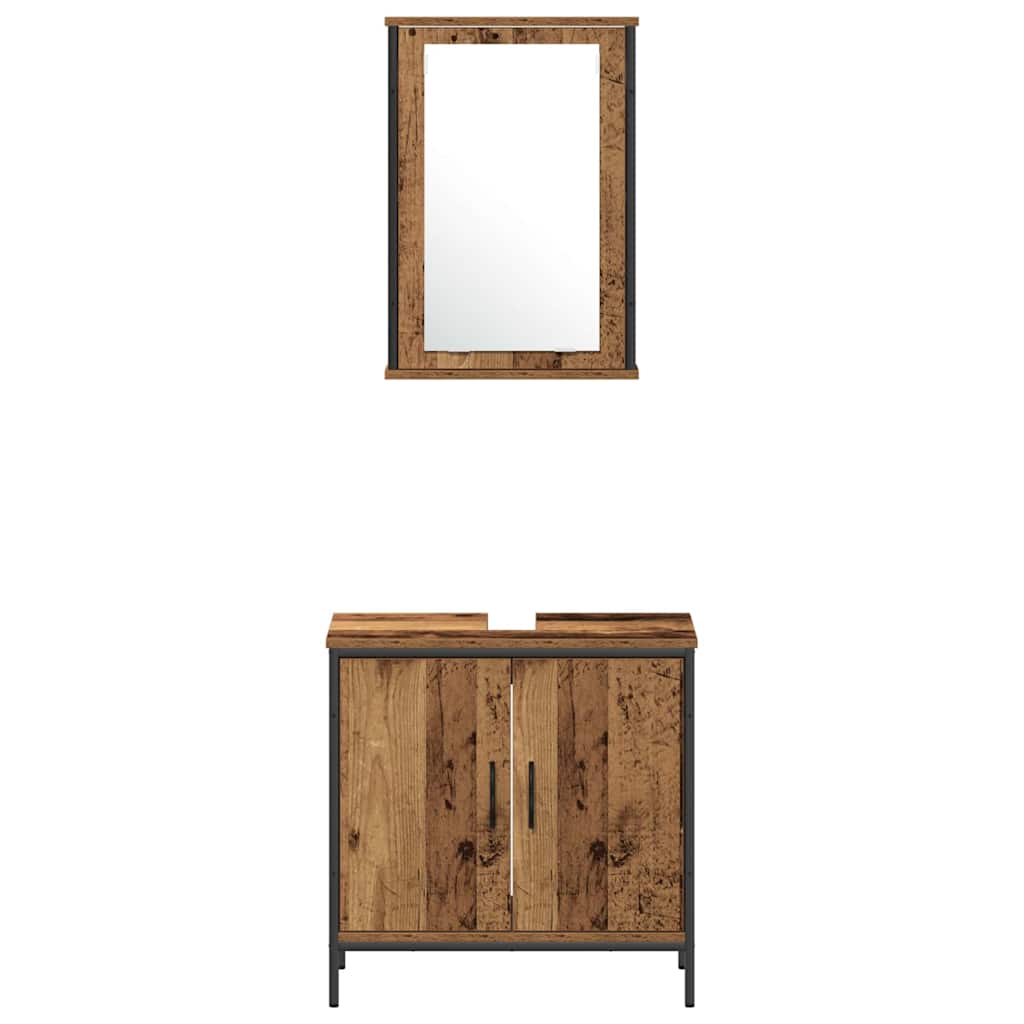 3-tlg. Badmöbel-Set Räuchereiche Holzwerkstoff
