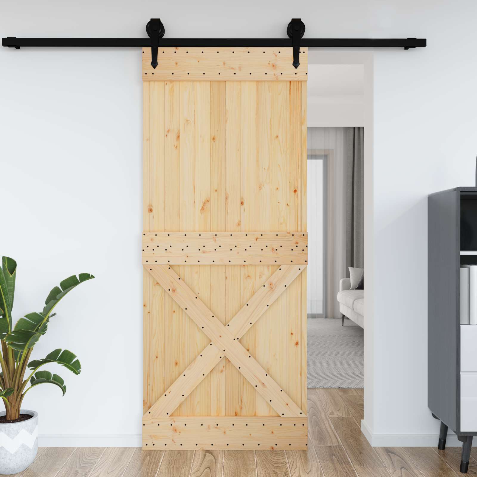 Tür NARVIK Natur 80 x 210 cm Massivkiefer