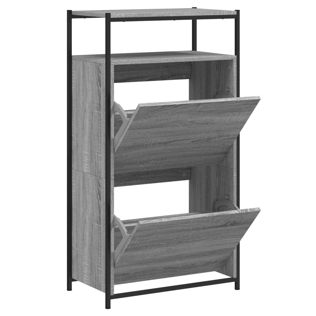 Schuhschrank mit 4 Klappen Sonoma-Eiche 100x34x112 cm