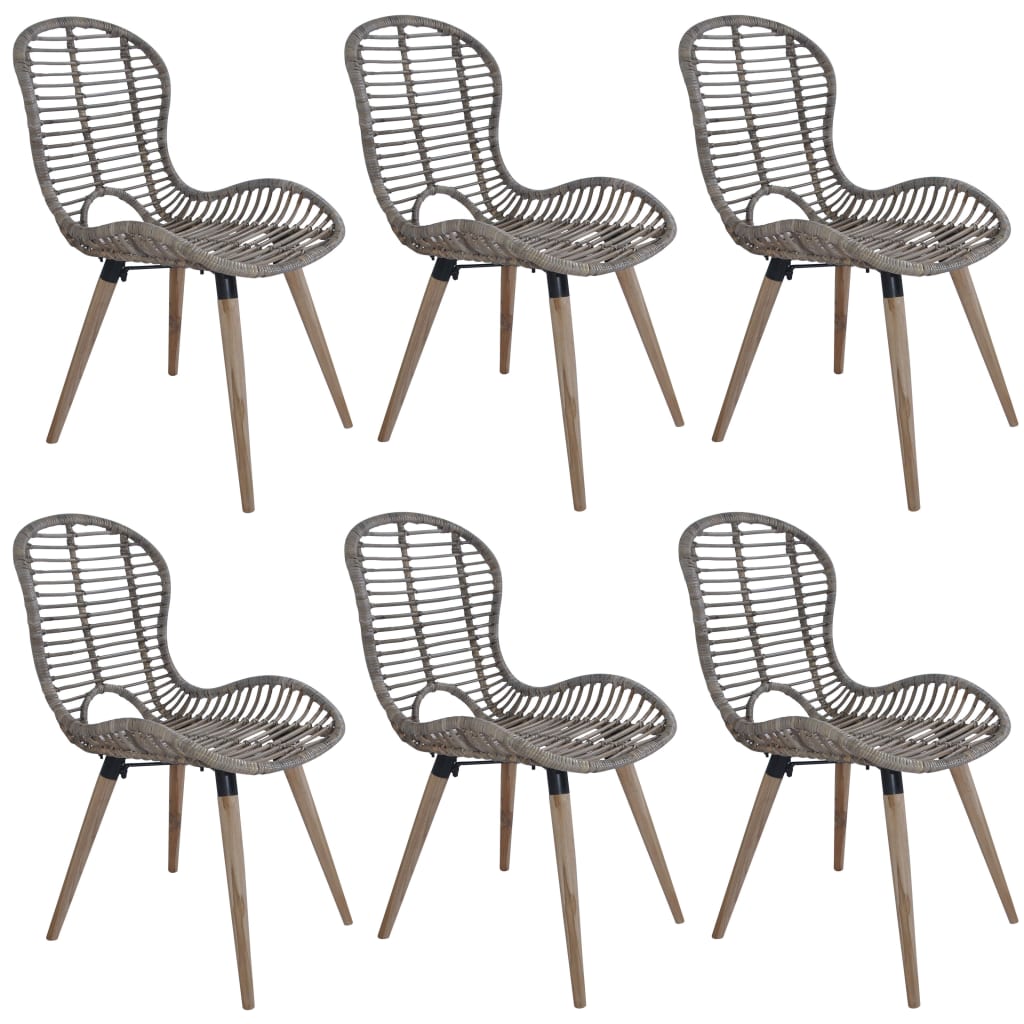 Esszimmerstühle 2 Stk. Schwarz Natur Rattan