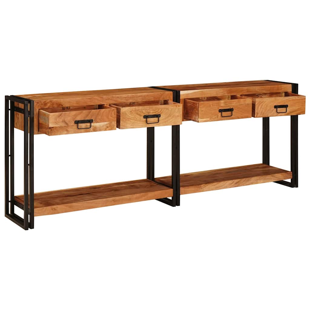 Konsolen-Tische 2 pcs Braun 161 x 33 x 75 cm Massivholz Mango