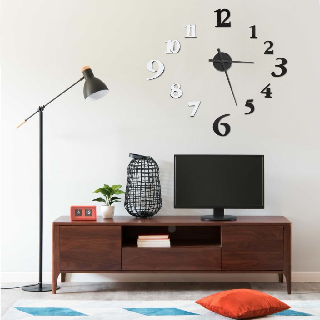 3D-Wanduhr Modernes Design Silbern 100 cm XXL