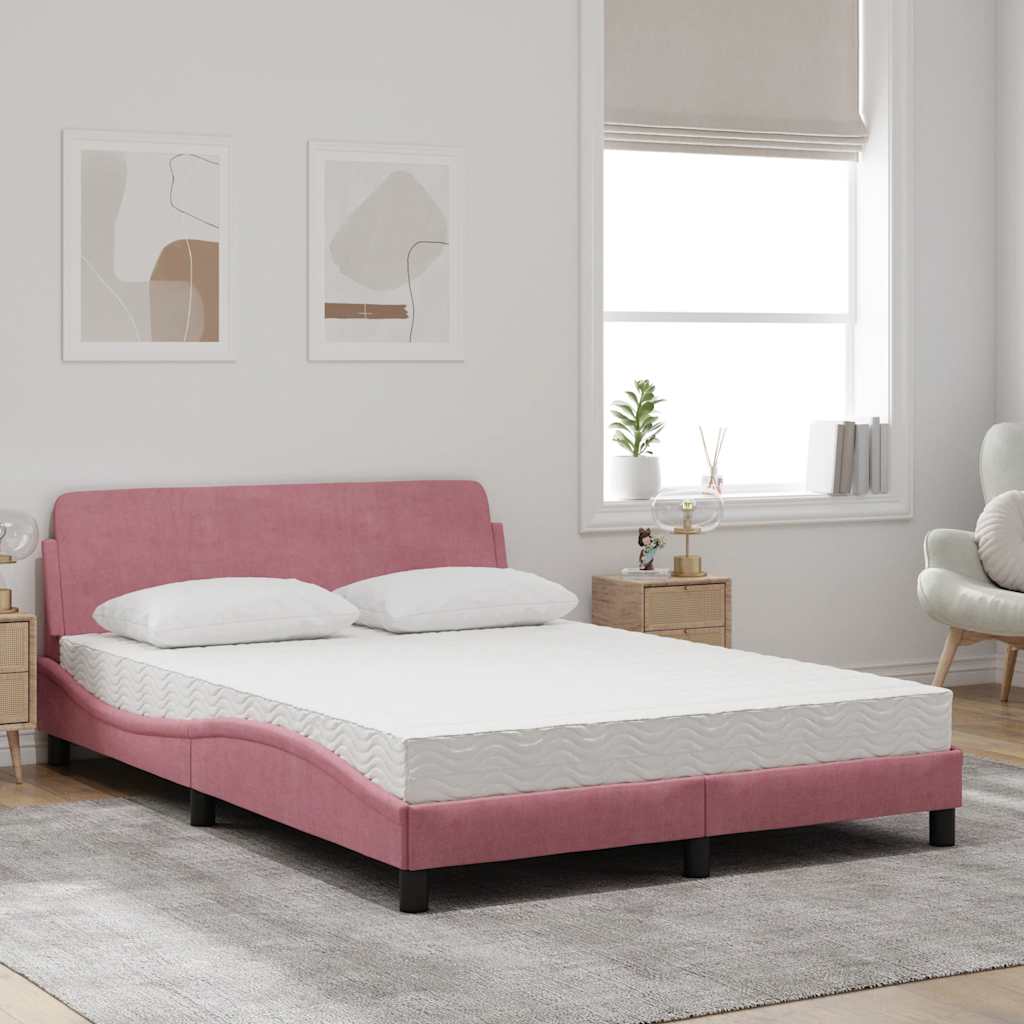 Bett mit Matratze "Dover" Hellgrau 80x200 cm Samt