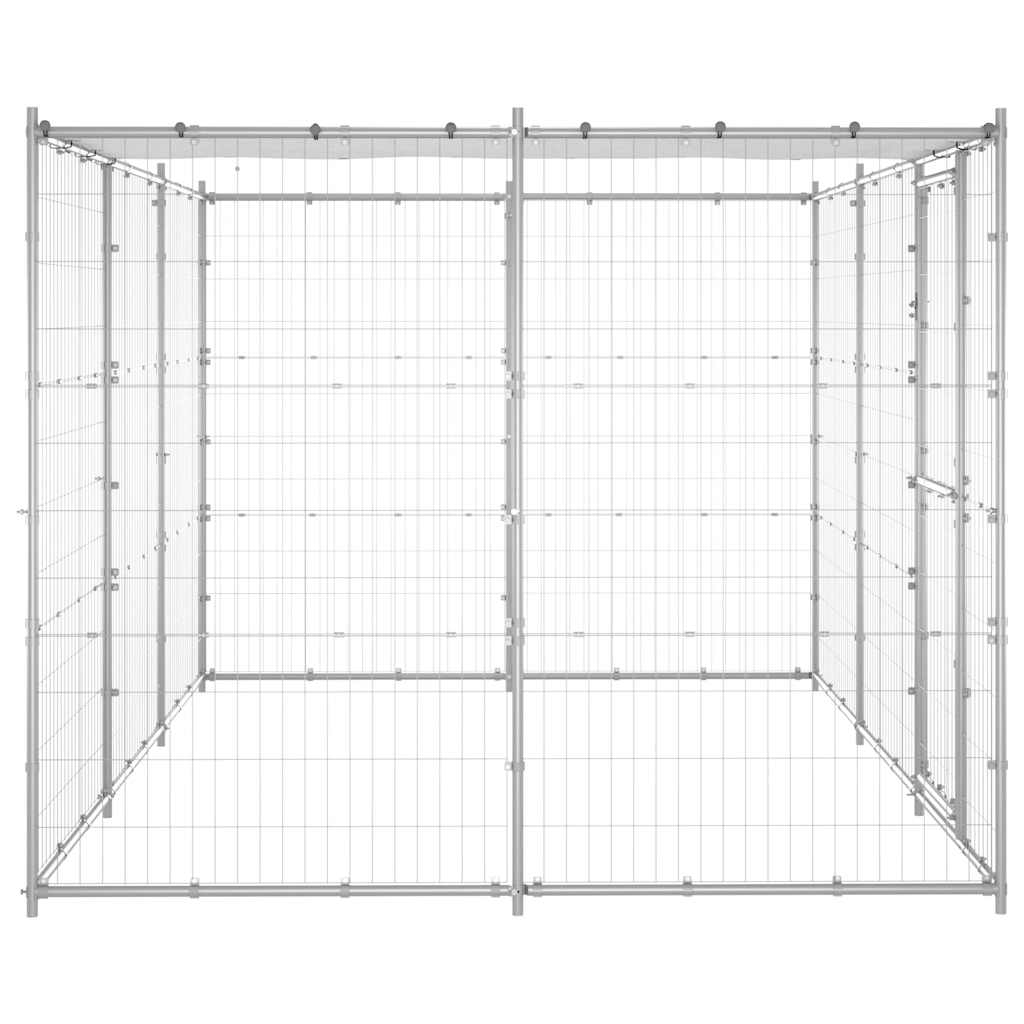 Outdoor-Hundezwinger mit Überdachung Stahl 7,26 m²