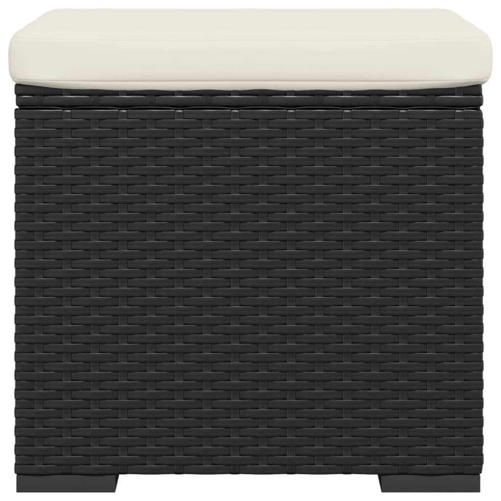 Hocker mit Kissen Schwarz 40x30x40 cm Poly Rattan