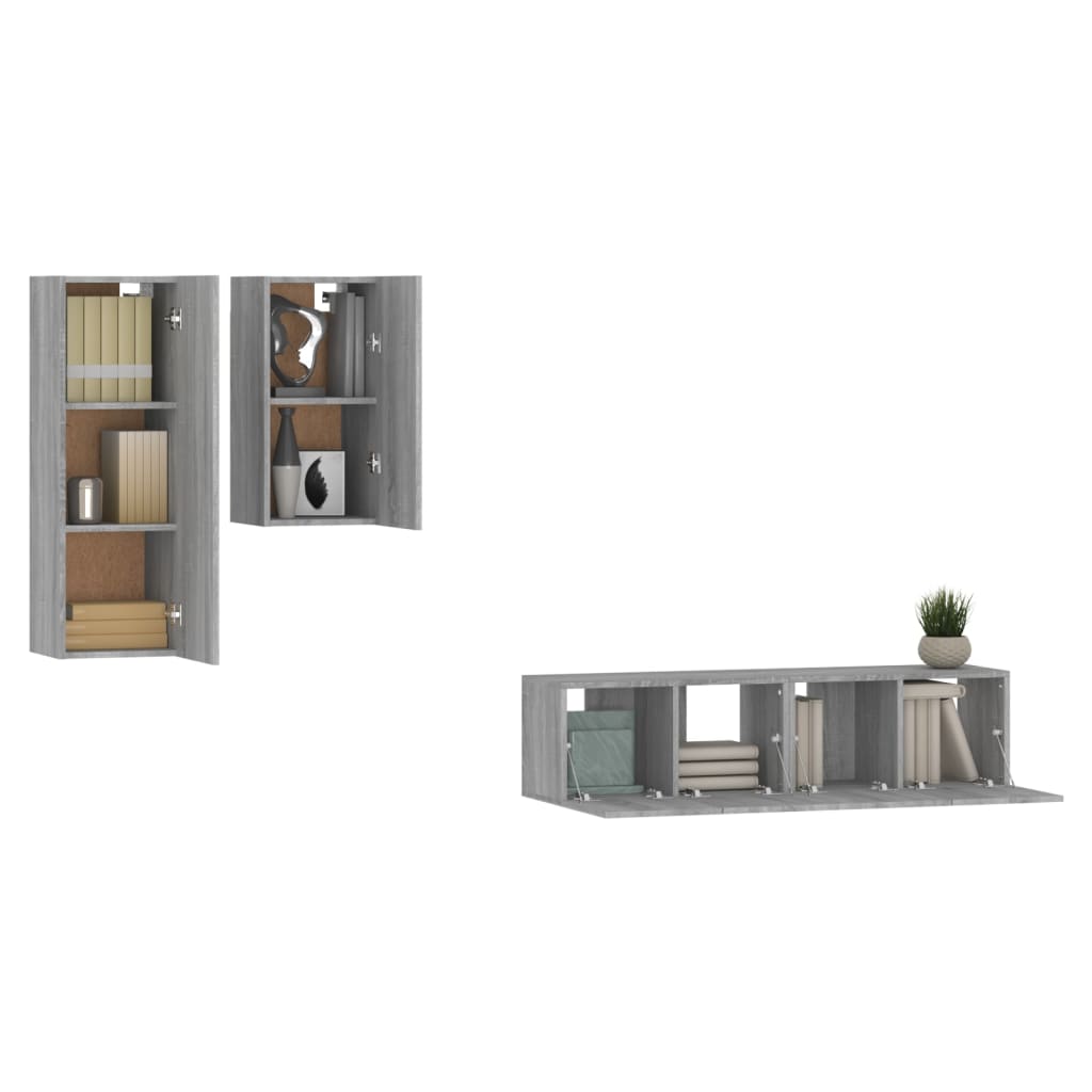 4-tlg. TV-Schrank-Set Weiß Holzwerkstoff