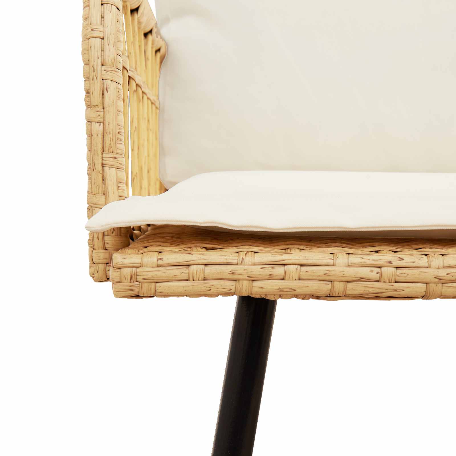 Gartensessel mit Kissen Schwarz Poly Rattan