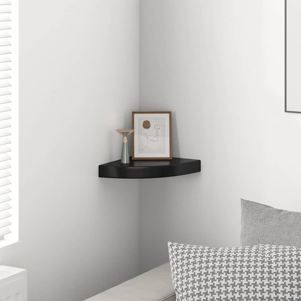Schwebende Eckregale 2 Stk. Hochglanz-Weiß 25x25x3,8 cm MDF