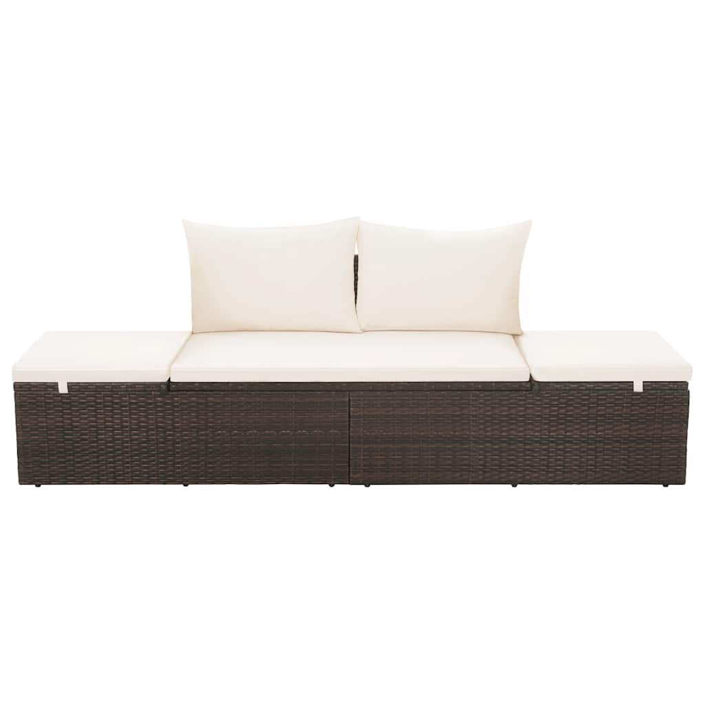 Gartenbett Schwarz 195×60 cm Poly Rattan