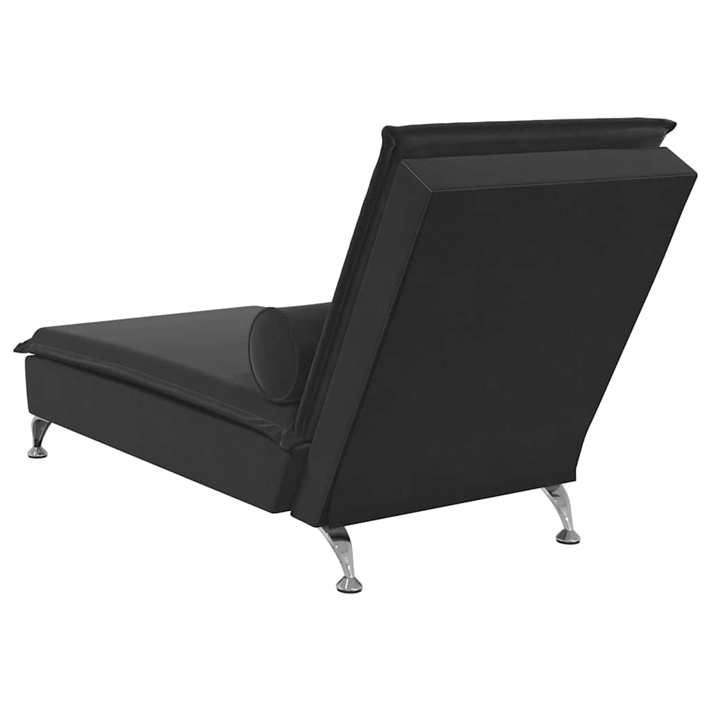 Massage-Chaiselongue mit Nackenrolle Hellgrau Samt