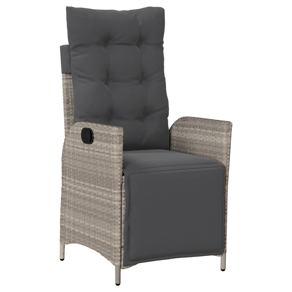 Gartensessel Verstellbar mit Kissen Schwarz Poly Rattan