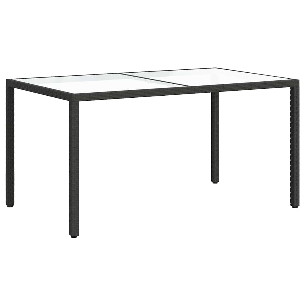 Gartentisch 150x90x75 cm Hartglas und Poly Rattan Grau