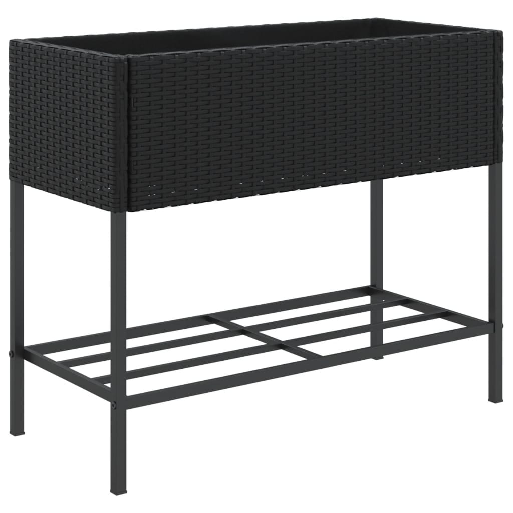 Hochbeete mit Ablage 2 Stk. Schwarz 70x28x70 cm Poly Rattan