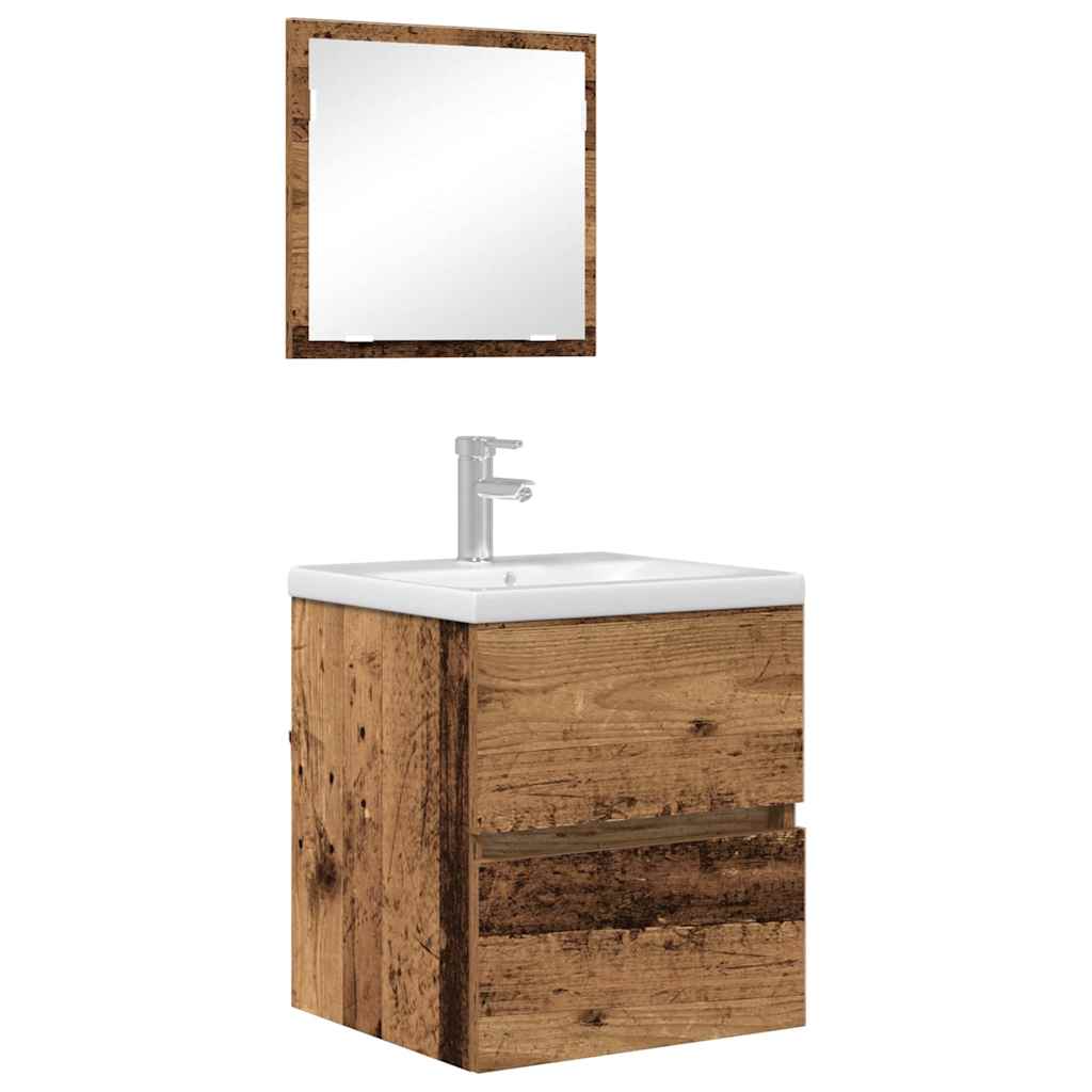 Badschrank mit Spiegel Weiß Holzwerkstoff