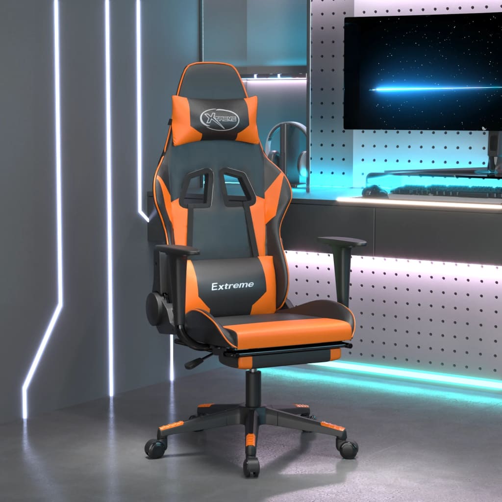 Gaming-Stuhl mit Massagefunktion Schwarz und Blau Kunstleder