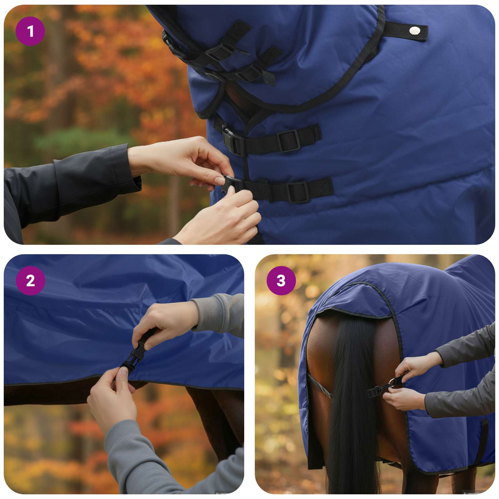 Pferdedecke Dunkelgrün und Schwarz 75 cm Polyester