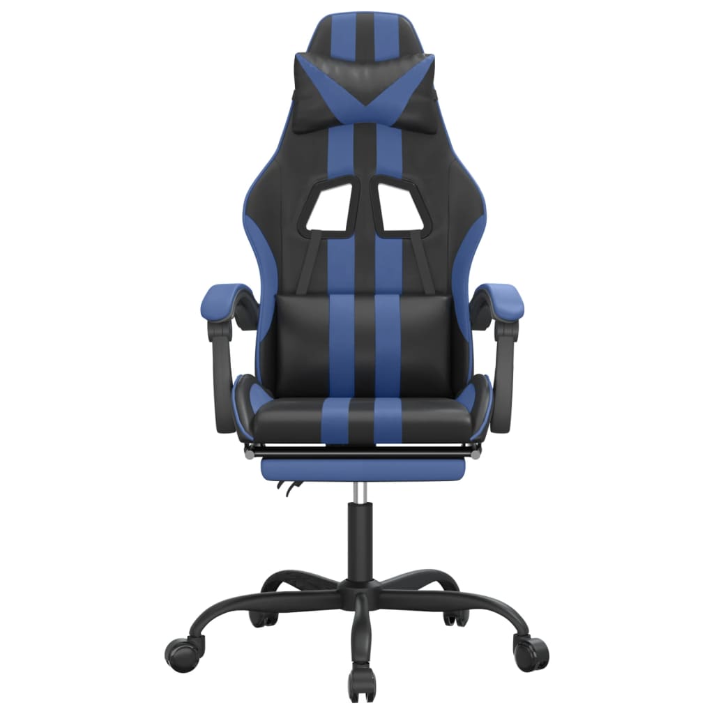 Gaming-Stuhl Drehbar Schwarz und Blau Kunstleder